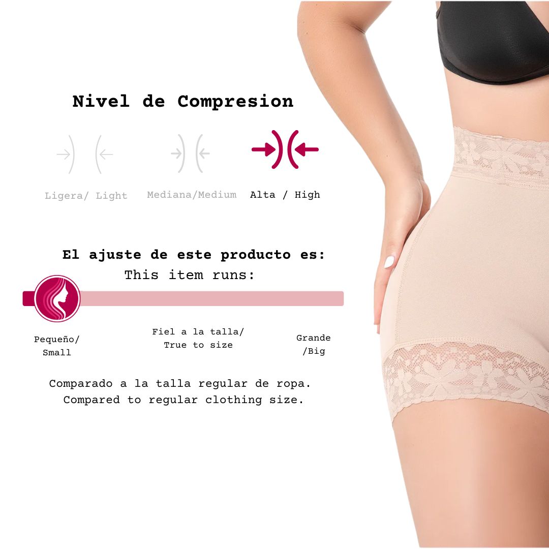Colombian Butt-Lifting Short | High-Compression Powernet with Lace & Silicone Bands | Invisible Glute Enhancement