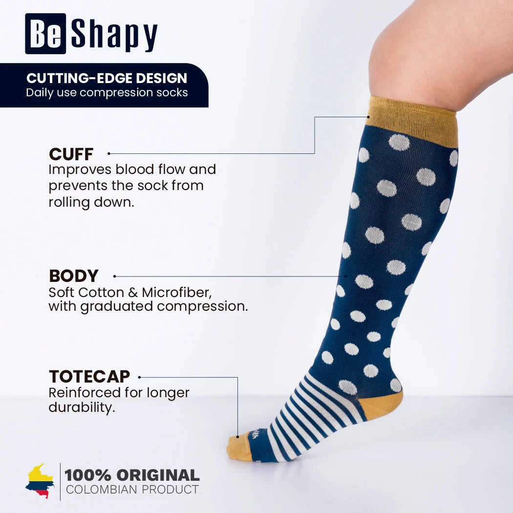 Compression Socks Open Toes Knee High Leg Support 2 Pack | Medias de Compresión con Abertura en Dedos 2 Pack