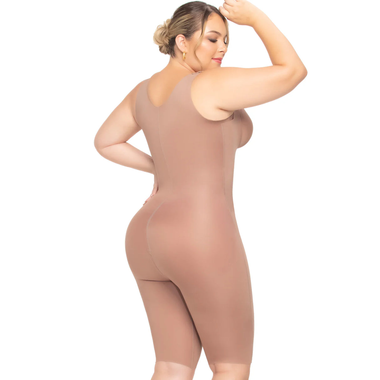 Colombian Seamless Knee-Length Shaper – Premium Collection | Thick Straps, High Back, Front Zipper with Inner Hooks, Crotch Zipper, Butt Lifter Design