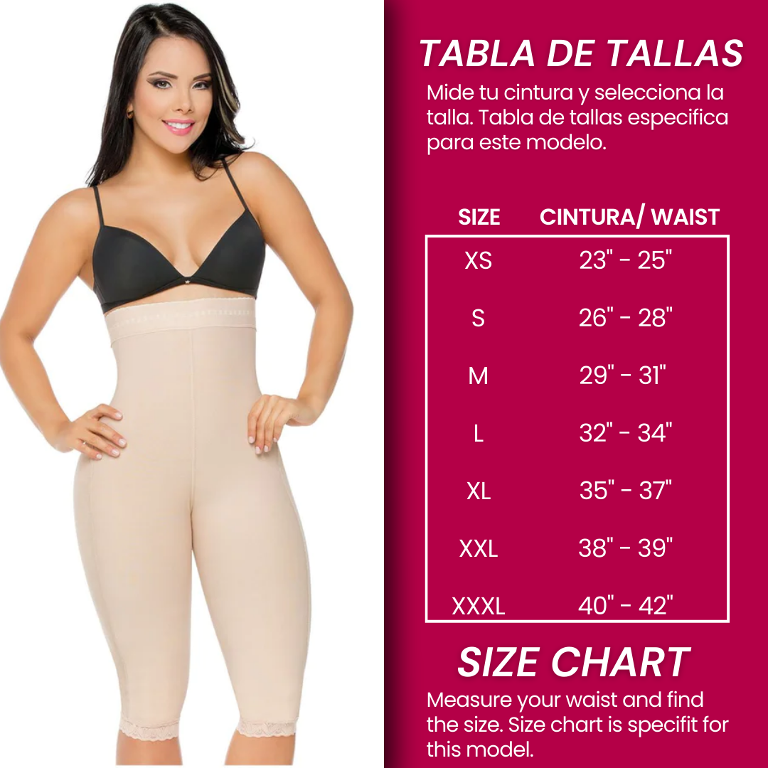 Capri style girdle with high waist and high compression | Faja Colombiana