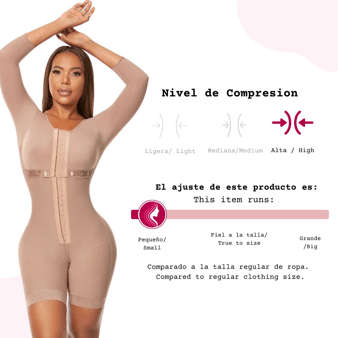 Post-surgical Girdle Stage 2 | Lipo 360 Hourglass Full Body Faja with Sleeves & Bra – Ideal for BBL, Lipo & Post-Surgery Recovery