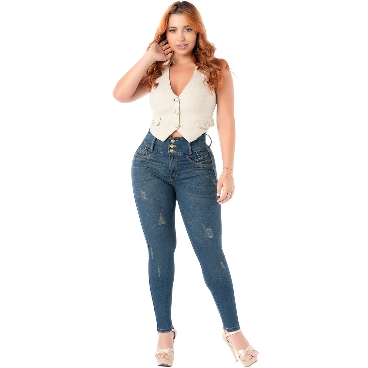 Butt Lifting Colombian Jeans in Dark Blue FCS2405